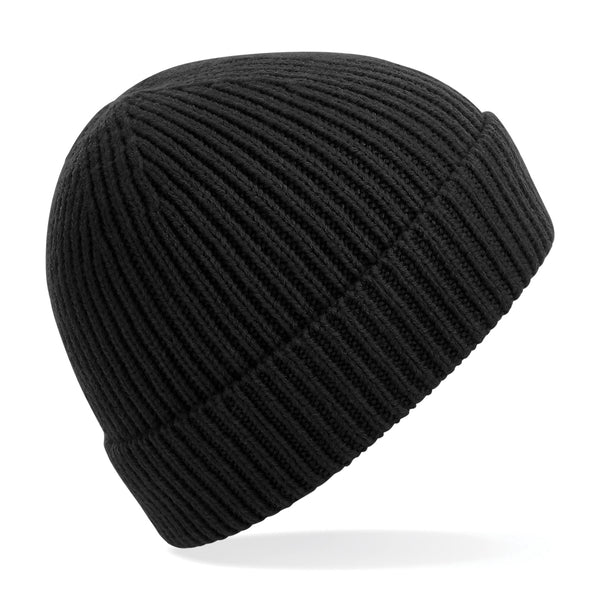 100x Rubber Patch Engineered knit ribbed beanie