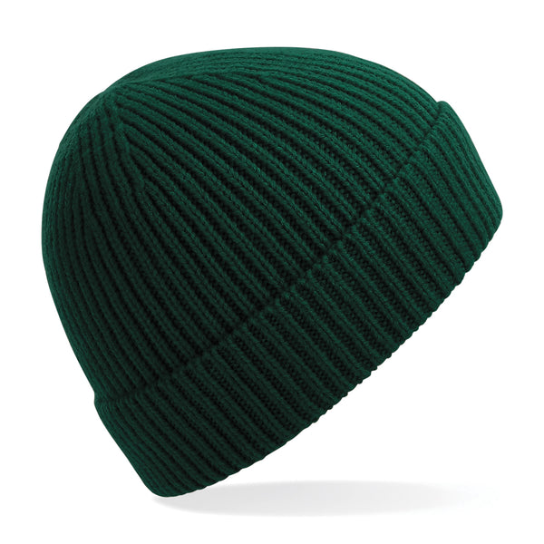 100x Rubber Patch Engineered knit ribbed beanie
