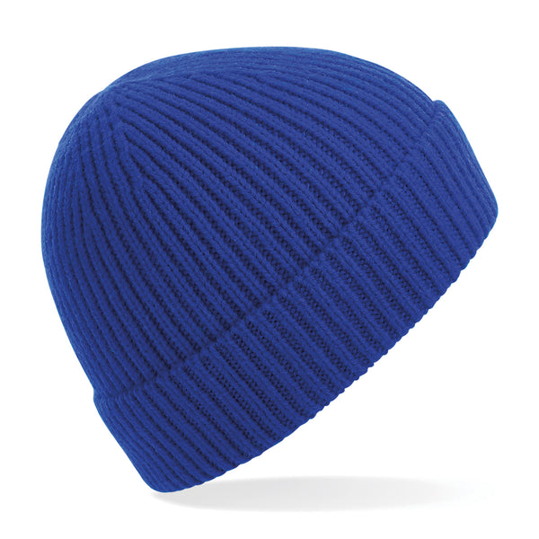 100x Rubber Patch Engineered knit ribbed beanie