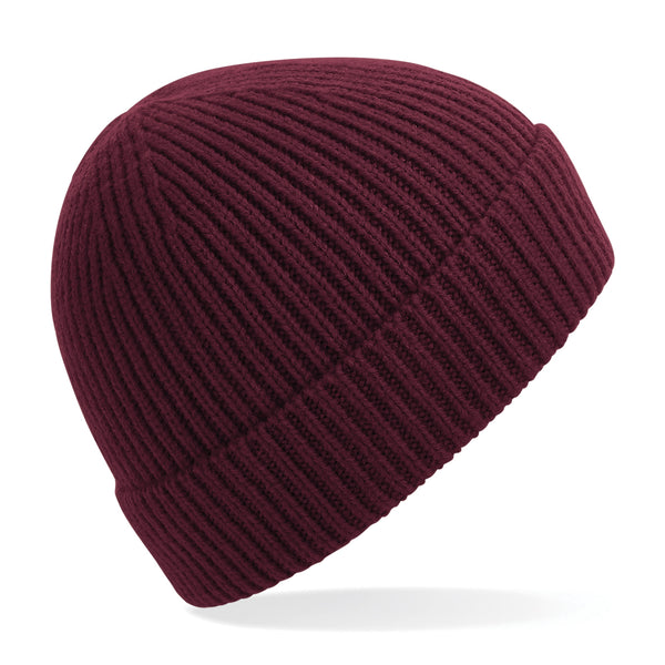 100x Rubber Patch Engineered knit ribbed beanie