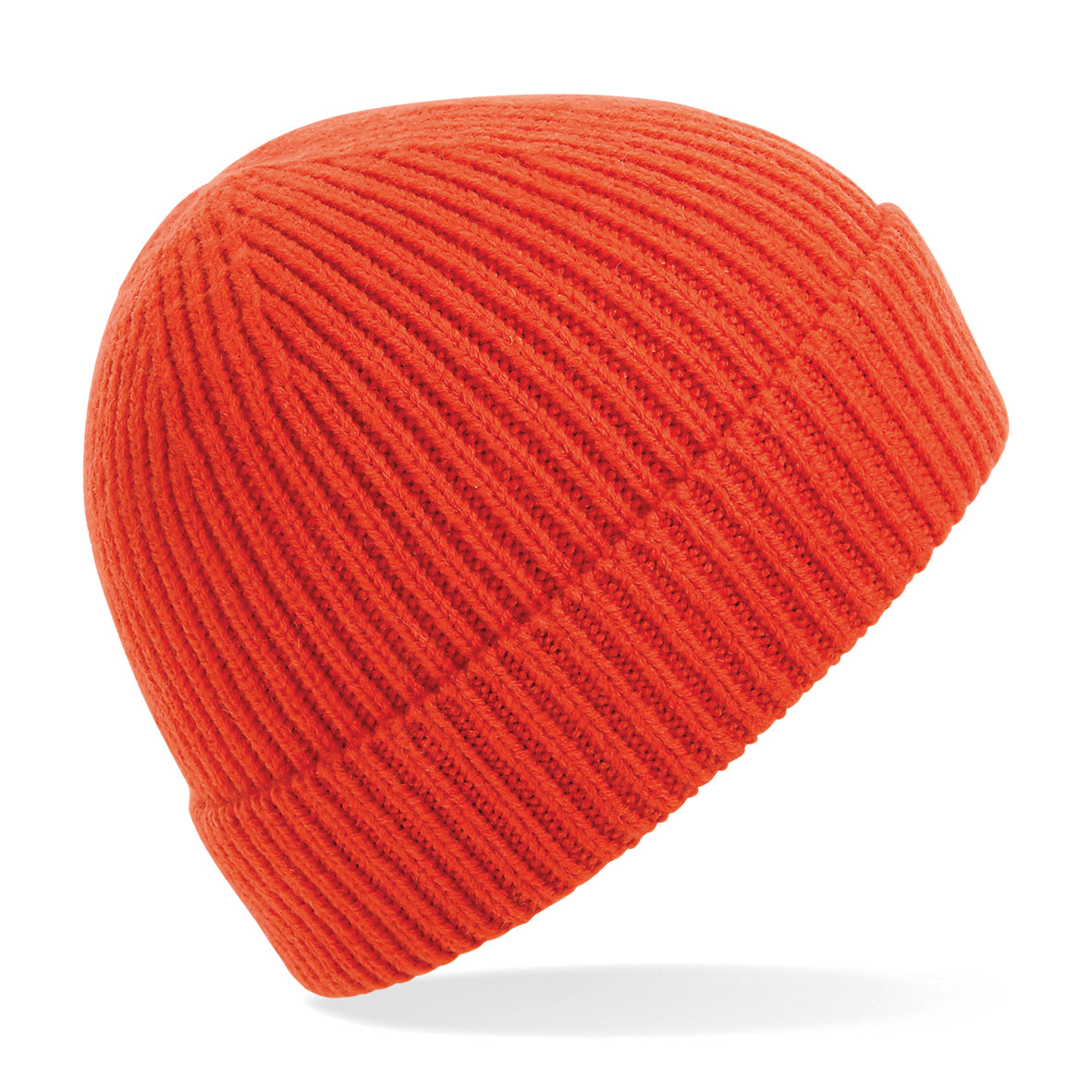 100x Rubber Patch Engineered knit ribbed beanie