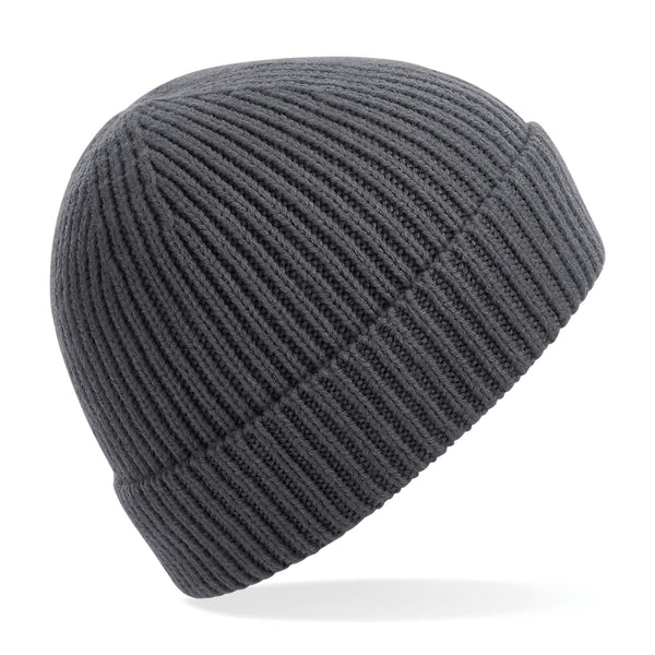 100x Rubber Patch Engineered knit ribbed beanie