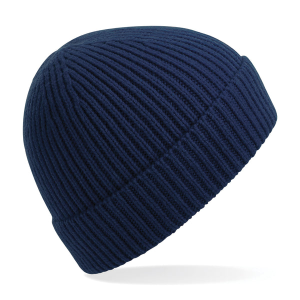 100x Rubber Patch Engineered knit ribbed beanie