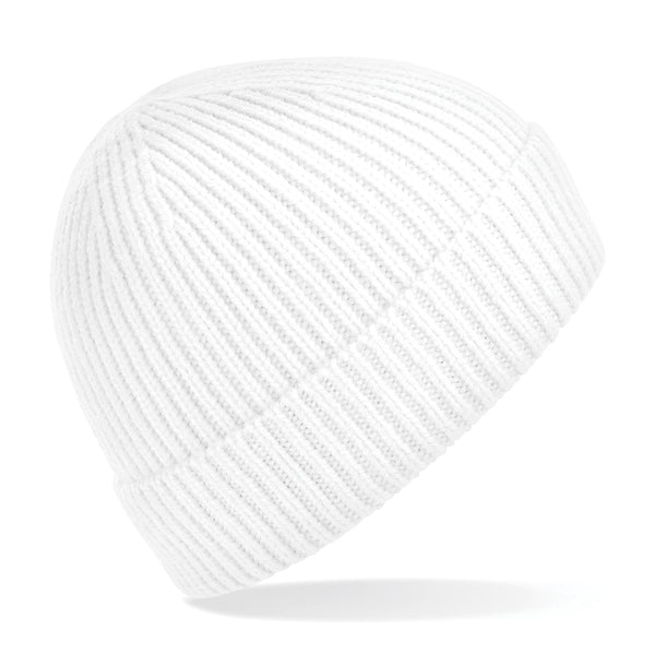 100x Rubber Patch Engineered knit ribbed beanie