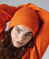 100x Rubber Patch Engineered knit ribbed beanie